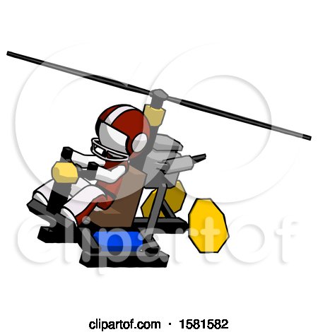 White Football Player Man Flying in Gyrocopter Front Side Angle Top View by Leo Blanchette