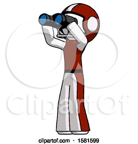 White Football Player Man Looking Through Binoculars to the Left by Leo Blanchette
