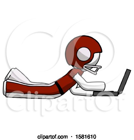 White Football Player Man Using Laptop Computer While Lying on Floor Side View by Leo Blanchette