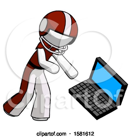 White Football Player Man Throwing Laptop Computer in Frustration by Leo Blanchette