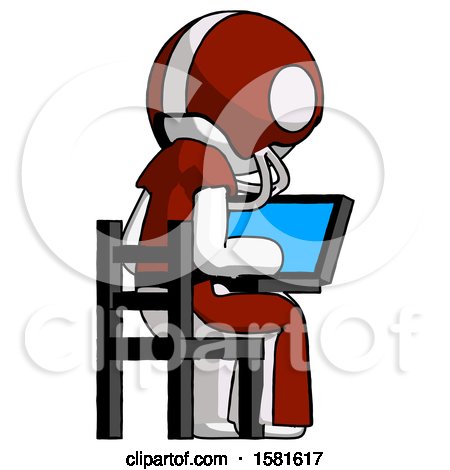 White Football Player Man Using Laptop Computer While Sitting in Chair View from Back by Leo Blanchette