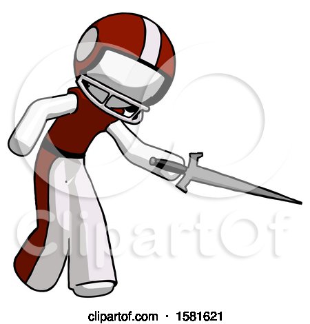 White Football Player Man Sword Pose Stabbing or Jabbing by Leo Blanchette