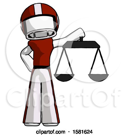 White Football Player Man Holding Scales of Justice by Leo Blanchette