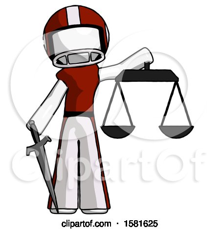 White Football Player Man Justice Concept with Scales and Sword, Justicia Derived by Leo Blanchette