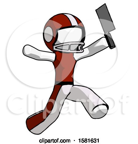 White Football Player Man Psycho Running with Meat Cleaver by Leo Blanchette