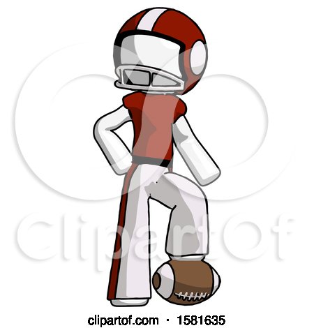 White Football Player Man Standing with Foot on Football by Leo Blanchette