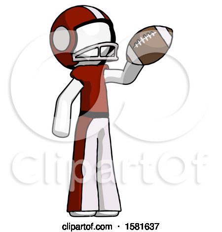 White Football Player Man Holding Football up by Leo Blanchette