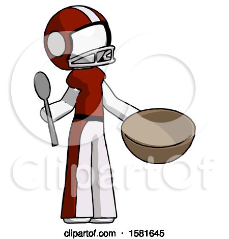White Football Player Man with Empty Bowl and Spoon Ready to Make Something by Leo Blanchette