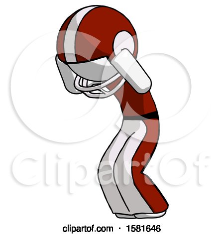 White Football Player Man with Headache or Covering Ears Turned to His Left by Leo Blanchette