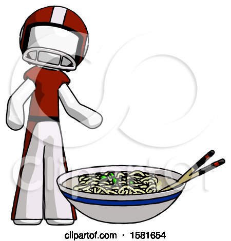White Football Player Man and Noodle Bowl, Giant Soup Restaraunt Concept by Leo Blanchette