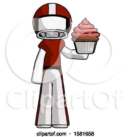 White Football Player Man Presenting Pink Cupcake to Viewer by Leo Blanchette