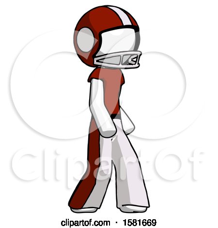 White Football Player Man Walking Turned Right Front View by Leo Blanchette