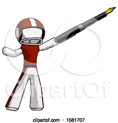 White Football Player Man Pen Is Mightier Than the Sword Calligraphy Pose by Leo Blanchette