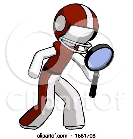 White Football Player Man Inspecting with Large Magnifying Glass Right by Leo Blanchette