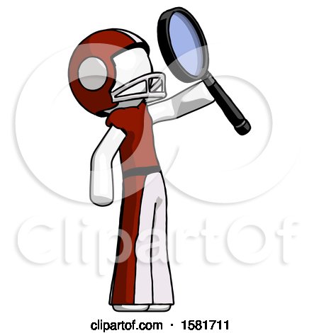 White Football Player Man Inspecting with Large Magnifying Glass Facing up by Leo Blanchette