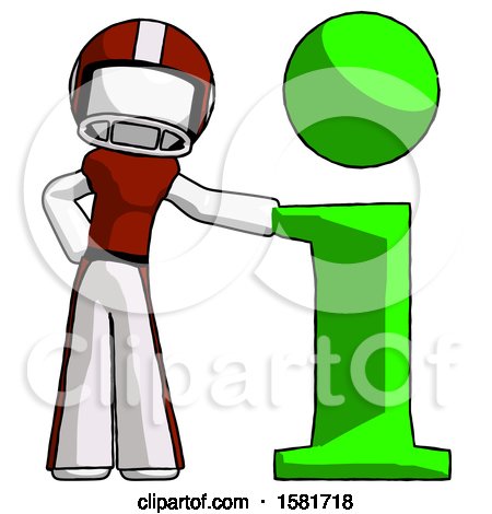 White Football Player Man with Info Symbol Leaning up Against It by Leo Blanchette