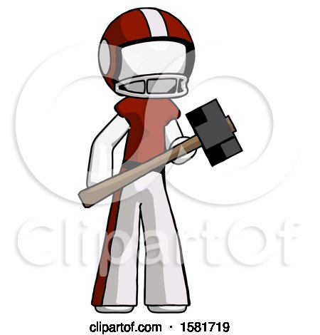 White Football Player Man with Sledgehammer Standing Ready to Work or Defend by Leo Blanchette