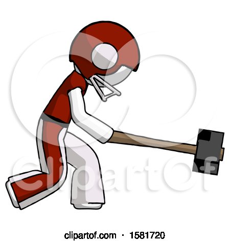 White Football Player Man Hitting with Sledgehammer, or Smashing Something by Leo Blanchette