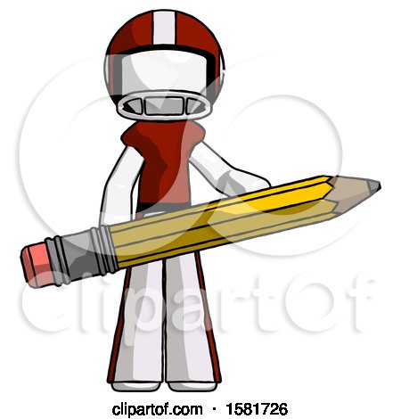 White Football Player Man Writer or Blogger Holding Large Pencil by Leo Blanchette