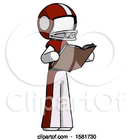 White Football Player Man Reading Book While Standing up Facing Away by Leo Blanchette