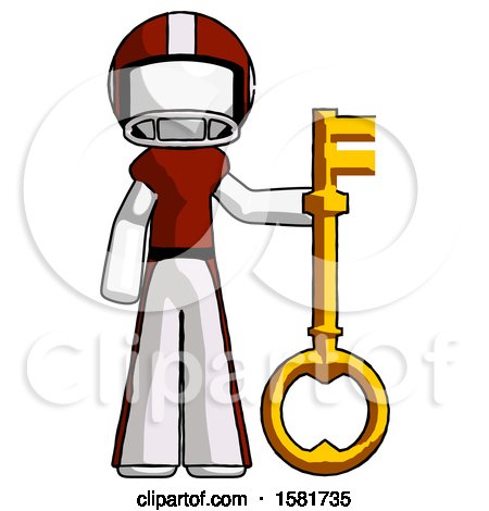 White Football Player Man Holding Key Made of Gold by Leo Blanchette