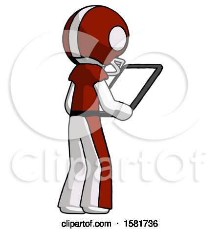 White Football Player Man Looking at Tablet Device Computer Facing Away by Leo Blanchette