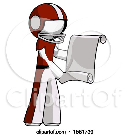 White Football Player Man Holding Blueprints or Scroll by Leo Blanchette