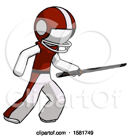 White Football Player Man Stabbing with Ninja Sword Katana by Leo Blanchette