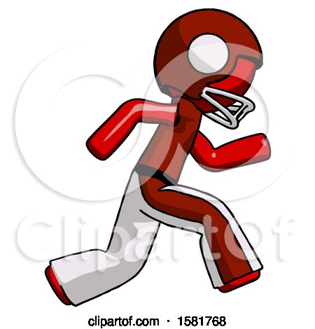 Red Football Player Man Running Fast Right by Leo Blanchette