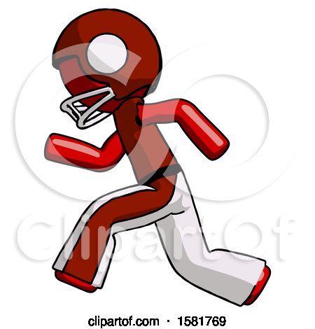 Red Football Player Man Running Fast Left by Leo Blanchette
