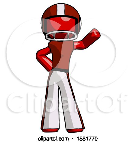 Red Football Player Man Waving Left Arm with Hand on Hip by Leo Blanchette