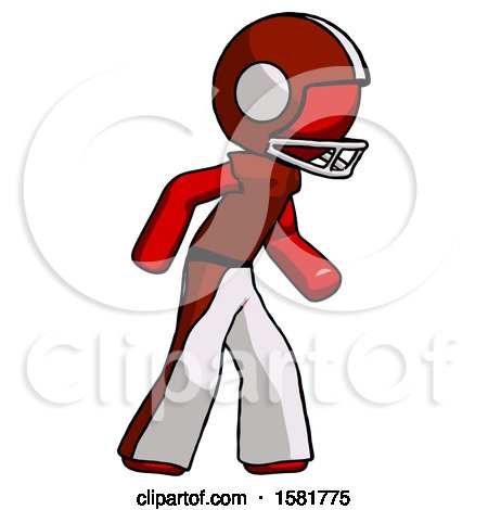 Red Football Player Man Suspense Action Pose Facing Right by Leo Blanchette