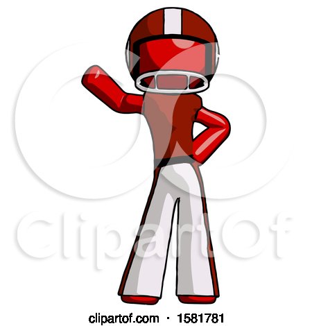 Red Football Player Man Waving Right Arm with Hand on Hip by Leo Blanchette