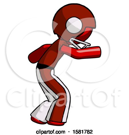 Red Football Player Man Sneaking While Reaching for Something by Leo Blanchette