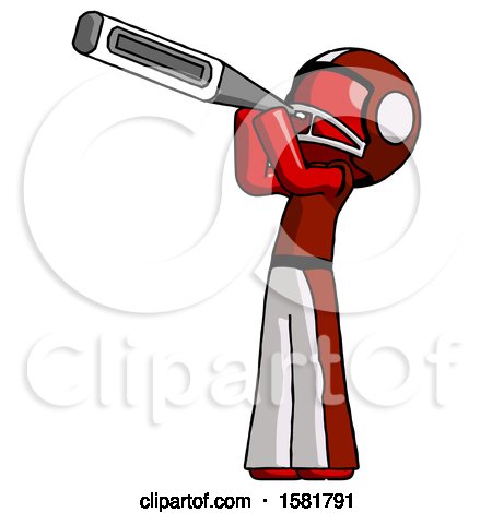 Red Football Player Man Thermometer in Mouth by Leo Blanchette