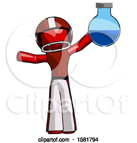 Red Football Player Man Holding Large Round Flask or Beaker by Leo Blanchette