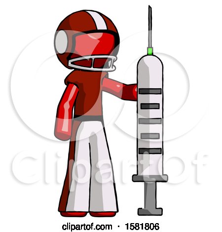 Red Football Player Man Holding Large Syringe by Leo Blanchette