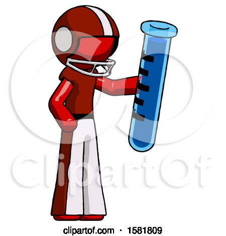 Red Football Player Man Holding Large Test Tube by Leo Blanchette