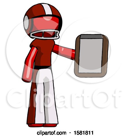 Red Football Player Man Showing Clipboard to Viewer by Leo Blanchette