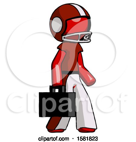 Red Football Player Man Walking with Briefcase to the Right by Leo Blanchette