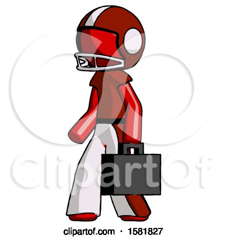 Red Football Player Man Walking with Briefcase to the Left by Leo Blanchette