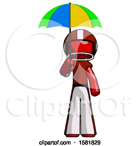 Red Football Player Man Holding Umbrella Rainbow Colored by Leo Blanchette