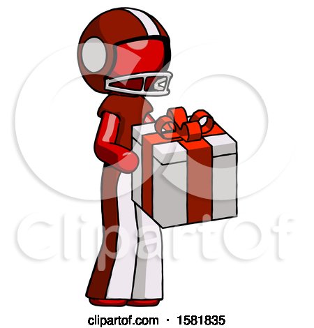 Red Football Player Man Giving a Present by Leo Blanchette