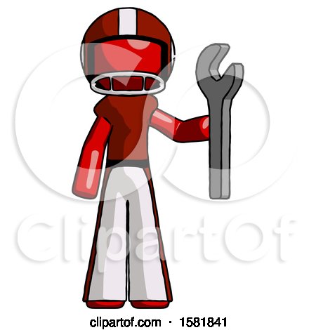 Red Football Player Man Holding Wrench Ready to Repair or Work by Leo Blanchette