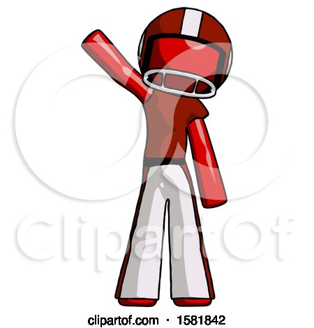 Red Football Player Man Waving Emphatically with Right Arm by Leo Blanchette