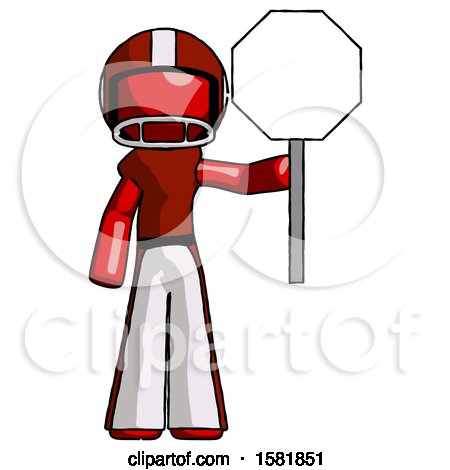 Red Football Player Man Holding Stop Sign by Leo Blanchette