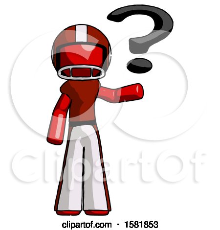 Red Football Player Man Holding Question Mark to Right by Leo Blanchette