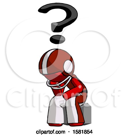 Red Football Player Man Thinker Question Mark Concept by Leo Blanchette
