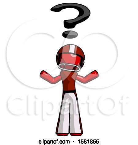 Red Football Player Man with Question Mark Above Head, Confused by Leo Blanchette