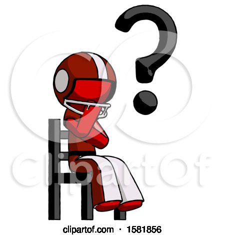 Red Football Player Man Question Mark Concept, Sitting on Chair Thinking by Leo Blanchette